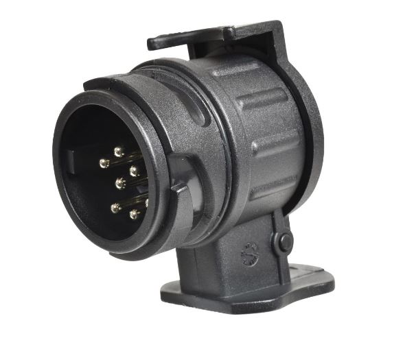 Mini-Kurzadapter, Zugfahrzeug 13-polige Steckdose, Anhänger 7-poliger Stecker, VerglNr: 014000206