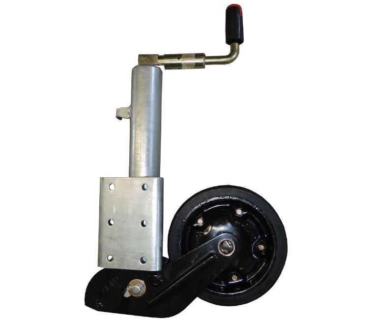 ALKO Stützrad vollautomisch 800 kg, Rad 260x65, Ø 73mm, Rohr 453 mm, Hub 200 mm mit abklappbarer Kurbel, Lochbild 70 x 145 mm