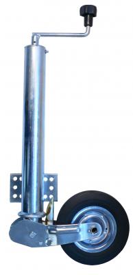 Stützrad vz., vollautomatisch Vollgummi, Stahlfelge 200 x 60 Rohr Ø 60 mm, Rohrlänge: 460 mm, Stützlast: 250 kg, Flansch variabel, direkt angeschweisst, DTR VerglNr: 130101, 1223638